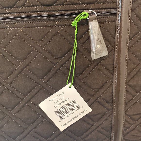 Vera Bradley Brown Quilt Tote.  Approx 20” long and 14” high.  NEW with TAGS - Picture 3 of 9